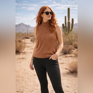 The Drop Ribbed Sleeveless Mock Neck Sweater Tank Women’s XL NWT